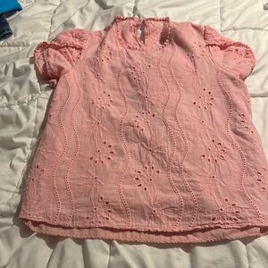 SHEIN Pink Embroidered Blouse